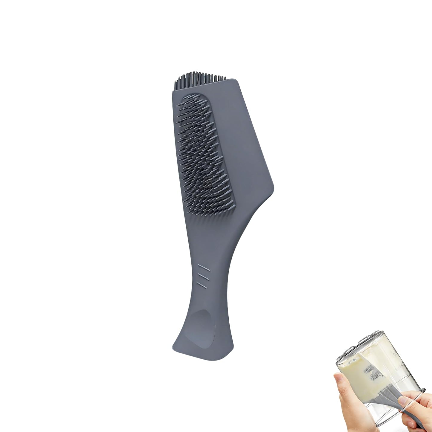 Cleaning Brush for Ninja Creami Ice Cream Cups – 2-in-1 Silicone Scraper and Brush,Curved Blade Fits Cup walls & Bottom, Dishwasher Safe (Gray)