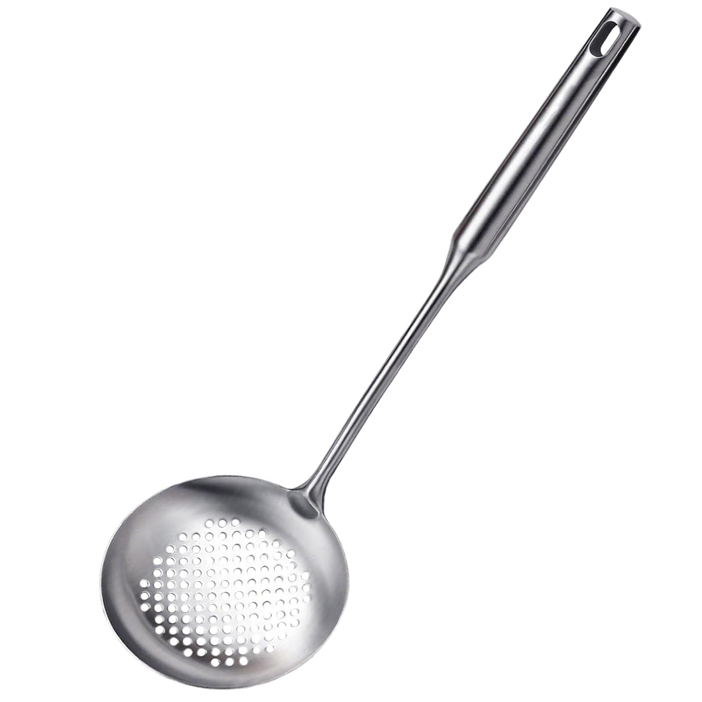 Slotted Spoon, Stainless Steel Strainer Metal Skimmer Spoon for Cooking, Long Handle Food Strainer, Kitchen Utensil Large Fryer Scoop with Holes for Draining Stirring Serving Frying