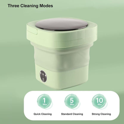 Foldable Portable Washing Machine, Mini Washer 6.5L Large Capacity, Soft Spin Drying, Green, for Home, Camping,