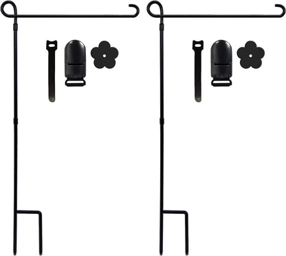 YEAHOME 2PC Garden Flag Holder Stand, Premium Weather-Proof Metal Flagpole for Outdoor Garden Decor