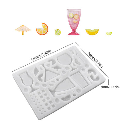 Wine Glass Resin Shaker Molds with Orange Epoxy Resins Mold Set Silicone Quicksand Molds Cocktail Glass Silicone Casting Mold for Resin Jewelry Pendant, DIY Art Craft
