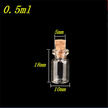 TAI DIAN 100pcs 0.5ml Cute Mini Glass Bottle With Corks Transparent Empty Small Wishing Bottle Decoration Crafts Glass Vials Jars (0.5ml (10x18x5mm))