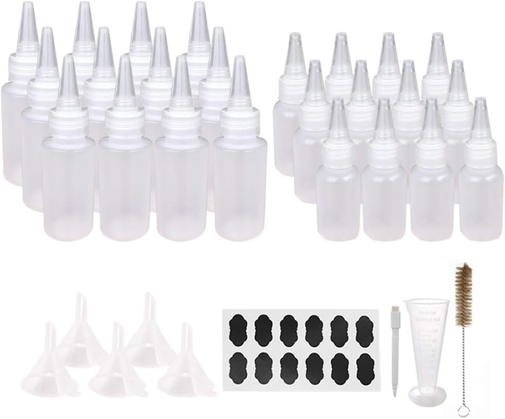 24pcs Plastic Squeeze Bottles with Twist Cap, 12pcs 30ml & 12pcs 60ml for Cookie Decorating Supplies