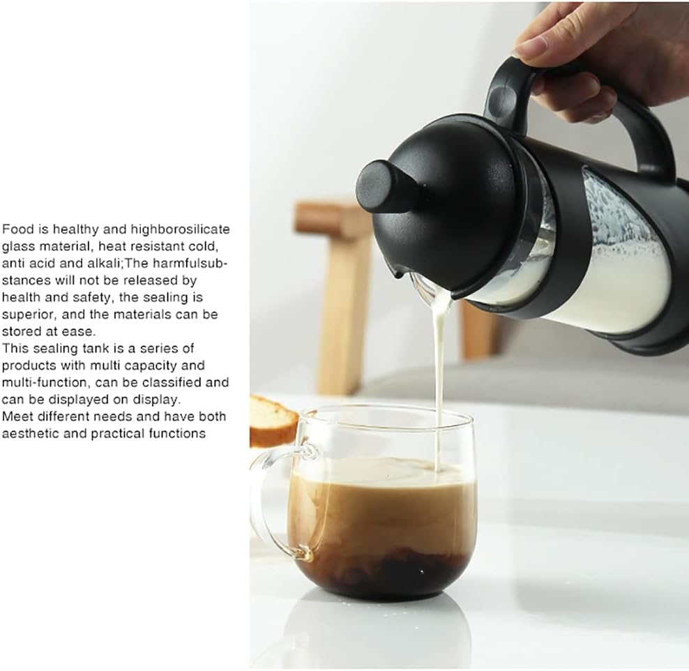 YUANBOO 20oz French Press Coffee Tea Maker, Thickened Borosilicate Glass with 3 Filter Screens, Stainless Steel
