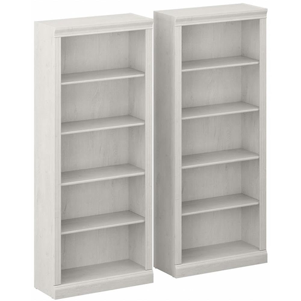 Bush Home Saratoga Tall 5 Shelf Bookcase - Set of 2 in Linen White Oak