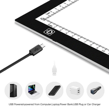 HUAYEYC B4 LED Copy Board Light Tracing Box, 3 Levels Adjustable Brightness Light Pad, for Tattoo Drawing, Streaming, Sketching, Animation, Stenciling, Vinyl Weeding, with 4Pcs Clip and Stand