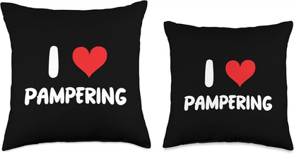 I Love Pampering Heart Relaxation Spa Resort Throw Pillow