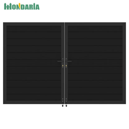 Mondaria Aluminum Double Fence Gate, 6FT H x 10FT W Outdoor Driveway Privacy Gate with Heavy Duty Metal Frame, Rustproof Powder-Coated Gate with Lockable Handle Kit (Posts Not Included)