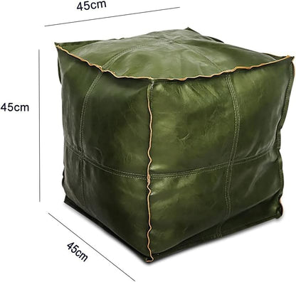 17.7" Louis Donn Unstuffed Square Pouf Ottoman Cover Faux Leather Waterproof Floor Footrest Storage Cover for Living