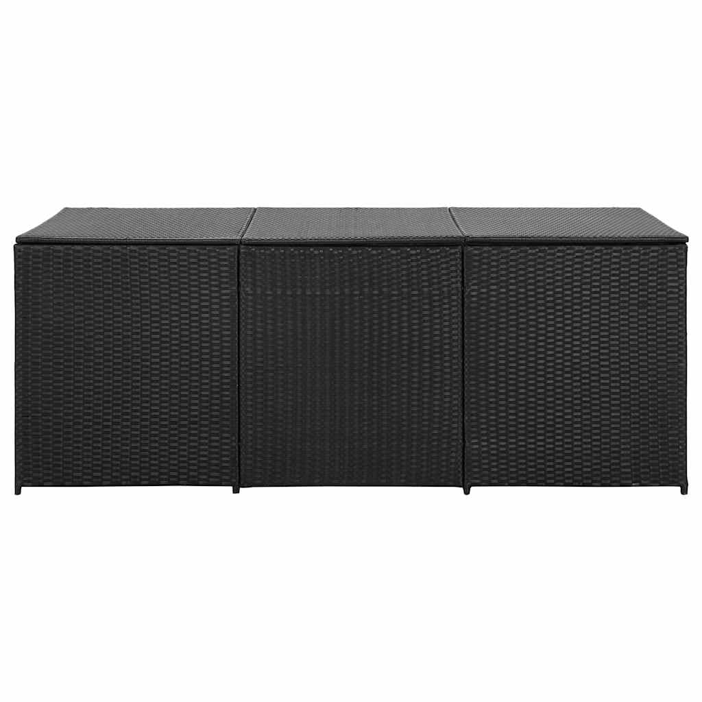 Kalmrek Poly Rattan Patio Storage Box with Gas Lift 70.9"x35.4"x27.6" Black, Weatherproof Outdoor Deck, Garden Bench Chest Organizer for Cushions, Tools, Toys, Firewood