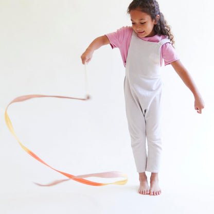 Sarah's Silks Boho Rainbow Streamer - 8' Long Ribbon Wand for Kids, Pretend Play, Dance, Baton Stick Twirling, and Gymnastics Party Favors | 100% Silk and Wood Montessori and Waldorf Toys (1)