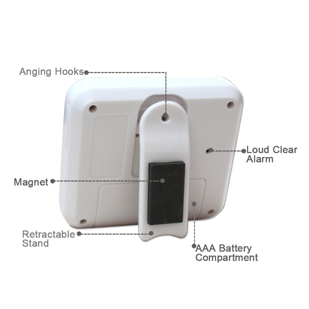 XREXS Digital Kitchen Timer Magnetic Countdown Up Cooking Timer Clock with Magnet Back and Clip, Loud Alarm, Large Display Minutes and Seconds Directly Input-White (2 Pcs, Battery Included) PS-367