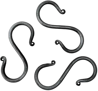 S Hook Hand Forged Metal S Hook Set, 3 Pcs Wrought Iron Handmade Heavy Duty 3.50 Inches for Hanging