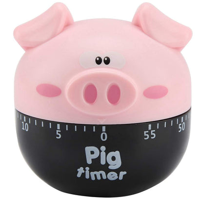 Cute Cartoon Pig Kitchen Timer,Mechanical Timers Counters,for Cooking Timing Tool Alarm Clock,Portable Alarm Clock Kitchen Cooking Tool()
