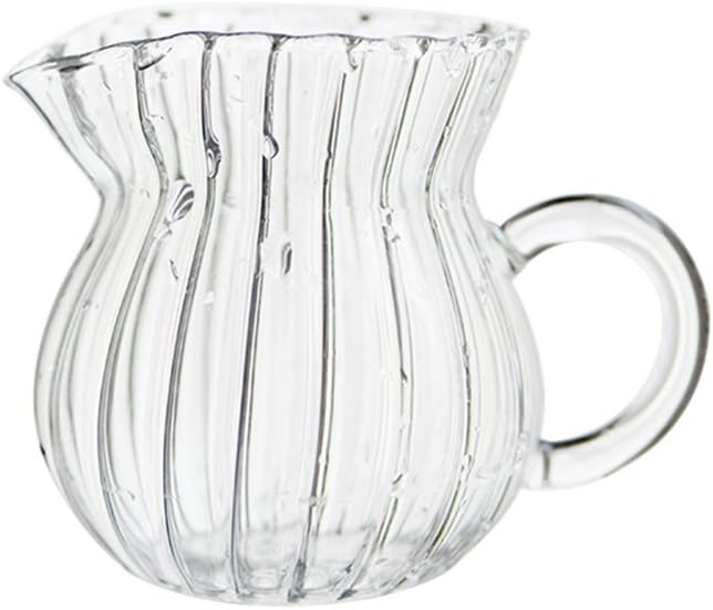 CHOOLD Creative Clear Crystal Glass Creamer Jug for Kitchen, Embossed Stripe (4/5.5/9/12oz)