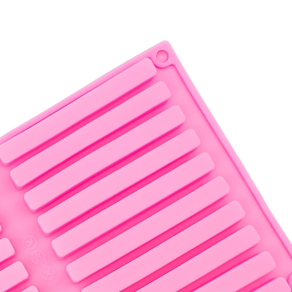 2 PACK Chocolate Rod Stick Silicone Strip Molds, 20 Bars Strips Biscuit Candy Molds for Cookies Candy Crayon Candle Soap Ice Cube Tray