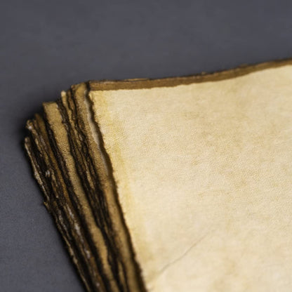 Wanderings Handmade Vintage Deckle Edge Blank Paper with Slightly Burned Edge - 5.8" x 8.3" (A5) - Package of 50 Recycled Paper for Writers, Invitations, Crafts, Memorials, Printmaking - Thick 150 GSM