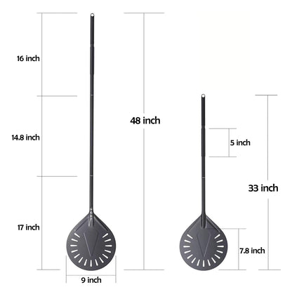 NUTUNI 12 Inch + 9 Inch Pizza Peel Set, Perforated Pizza Turning Peel, 12" x 14" Professional Aluminum Pizza Paddle for Homemade Pizza, Pizza Oven Accessories