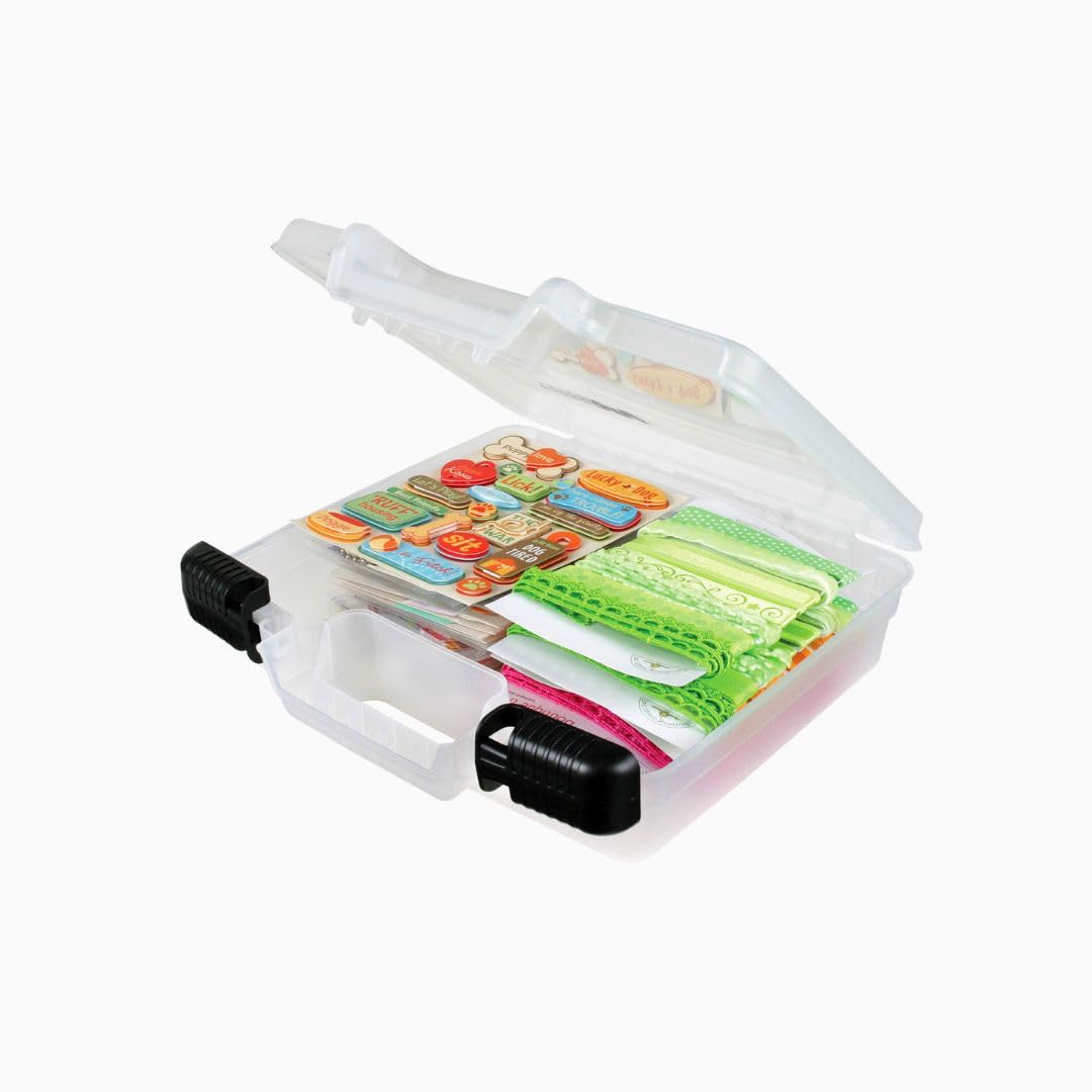 ArtBin 6972AB 10 inch Quick View Deep Base Carrying Case, Portable Art & Craft Organizer with Handle, [1] Plastic Storage Case, Translucent