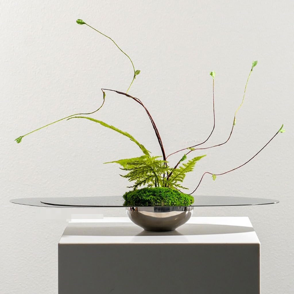 Bonsai Tree Pot for Fake Tree Light Luxury Hotel Living Room Table Floral Arrangement Stainless Steel Decoration Simulated Floral Arrangement for Office Living Room Greenery Decor