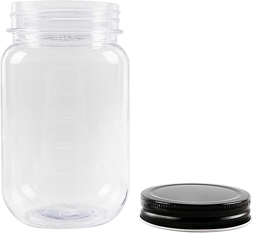 novelinks 16 oz Clear Plastic Jars with Screw-On Lids, 10 Pack BPA-Free Storage Containers for Crafts and Food