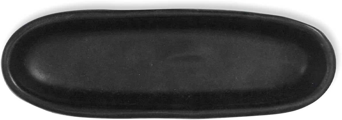 roro Modern Minimalist Matte Black Oval Pinch Bowls, Handmade Ceramic Stoneware for Spices, Sauces, Set of 2