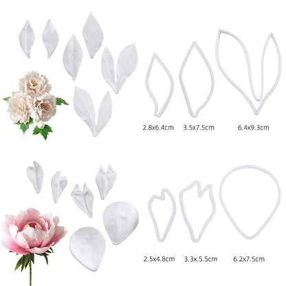 Professional Flower Fondant Mold Set, Reusable Silicone Cake Decorating Tools for Baking & Sugar Craft (Peony Flower)
