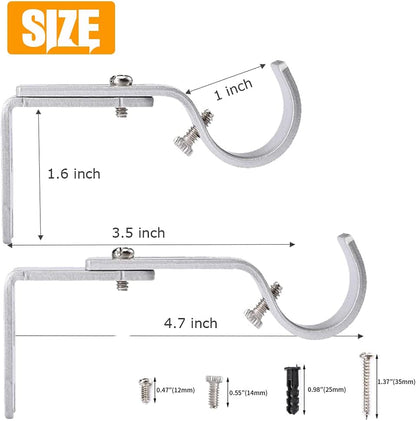 Adjustable Curtain Drapery Rod Holders Set of 2, Extendable Wall-Mounted Metal Bracket for 1 Inch Rods
