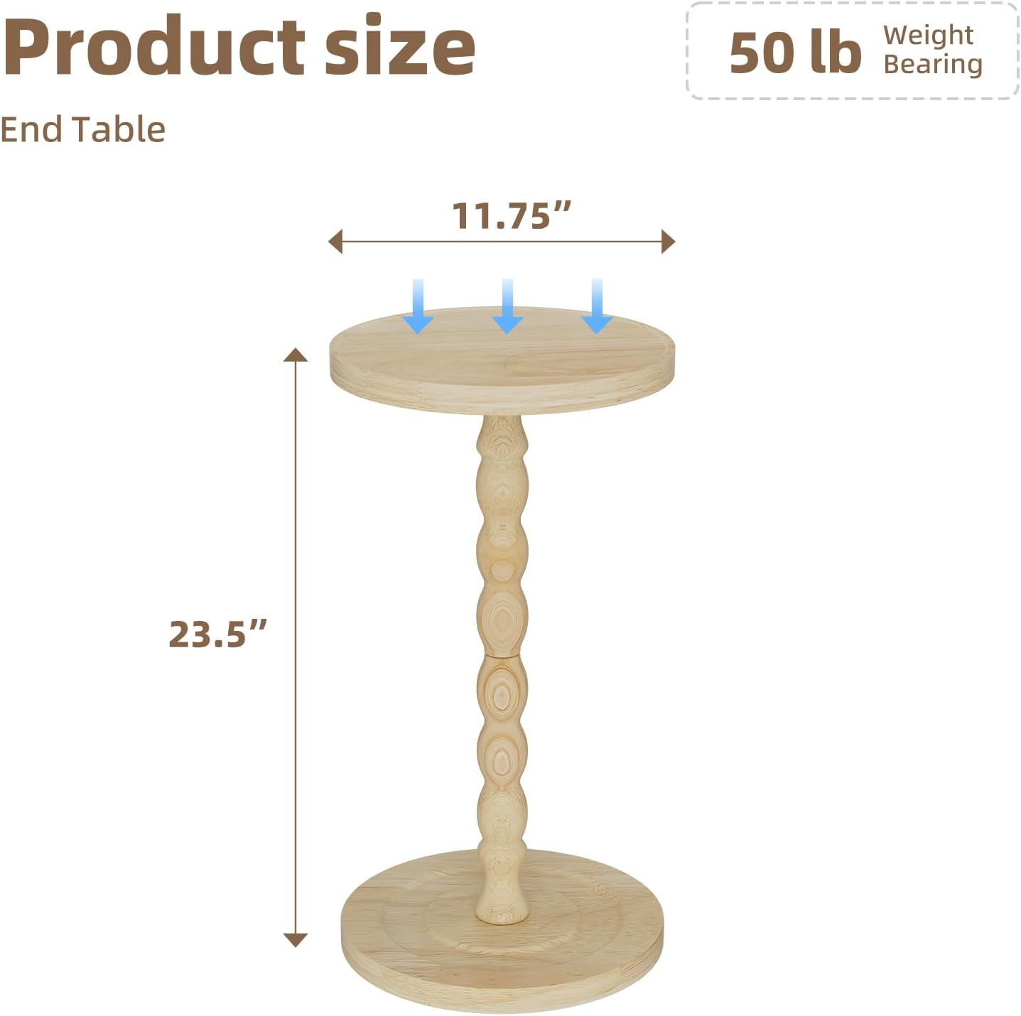 Simple Trending Round Side Table, Small Drink Table, Beside End Table with Pedestal Accent, Coffee Table for Small