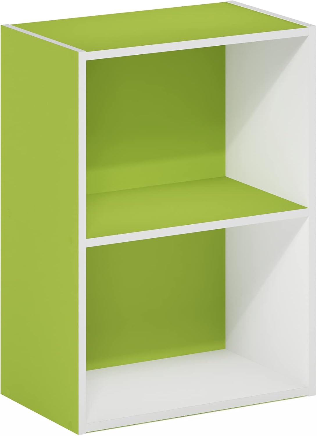 2-Tier Furinno Luder Bookcase / Book / Storage, Green/White