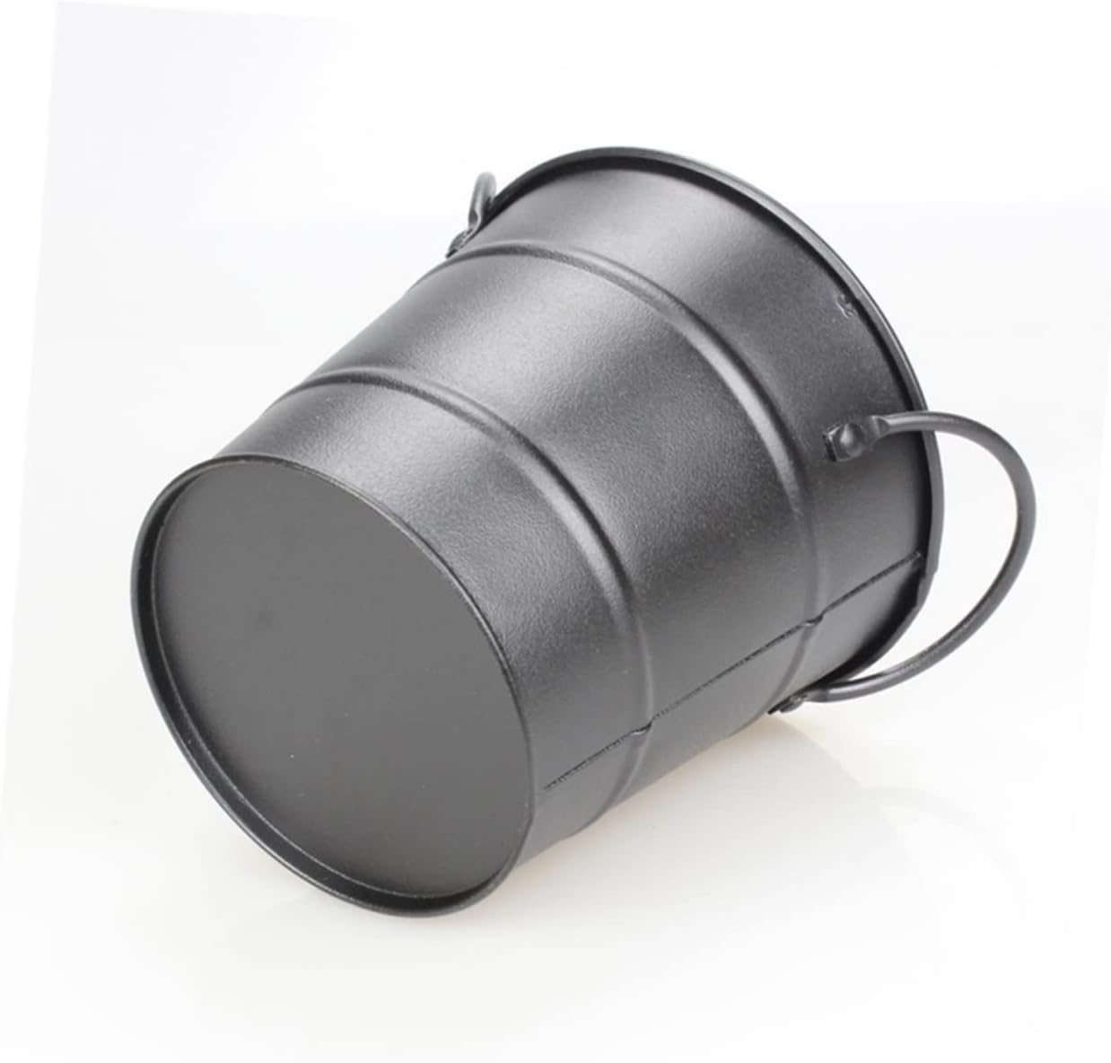 Small Black Metal Food Container, Portable Ice Bucket, Mini Tinplate Basket, Dipping Sauce Snack Bucket, Metal Barrel