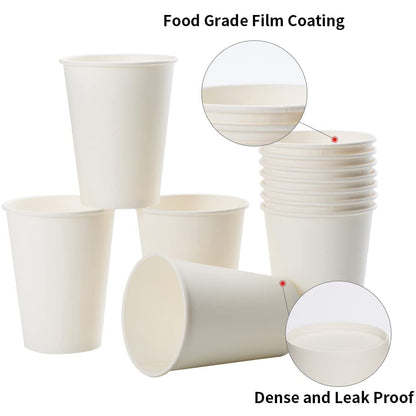 RACETOP Hot Paper Coffee Cups 12 oz [300 Pack], Disposable Coffee Cups 12 oz, Upgraded Weight Of Paper, White
