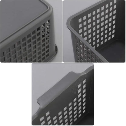 Sandmovie Gray Plastic Storage Baskets, Set of 6 Packs