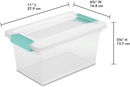 Sterilite Medium Clip Box, 4-Pack Stackable Small Storage Bin with Latching Lid, Clear Plastic Container for Office,