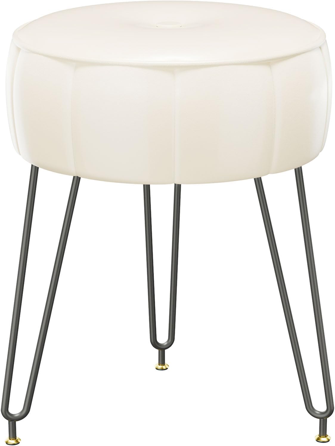 12.6" D12.6" W17.32" UHBD036W YMYNY Vanity Stool Chair, Pumpkin Style Faux Leather Stool, Pouf Couch Stool, Modern