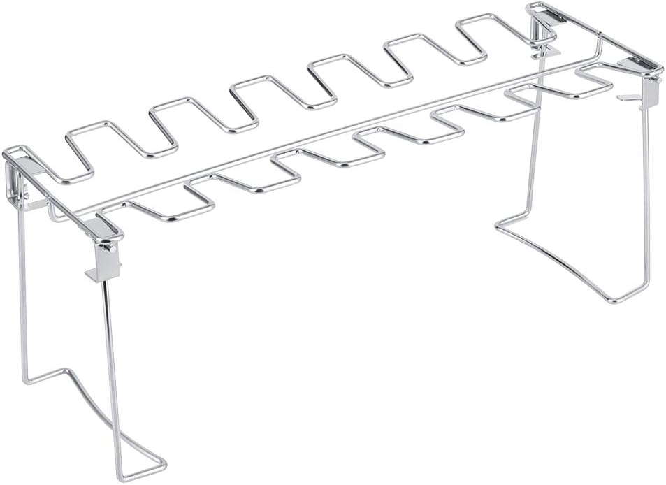 Zerodis 2 Pcs Chicken Leg Wing Grill Rack, 12 Slots Stainless Steel Barbecue Roaster Stand for Outdoor Cooking
