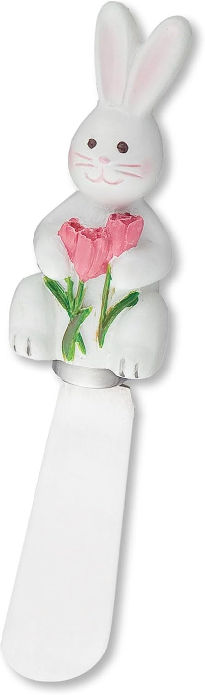 Easter Bunny Cheese Spreaders, Set of 4, Hand-Painted Resin Handles with Stainless Steel Blades