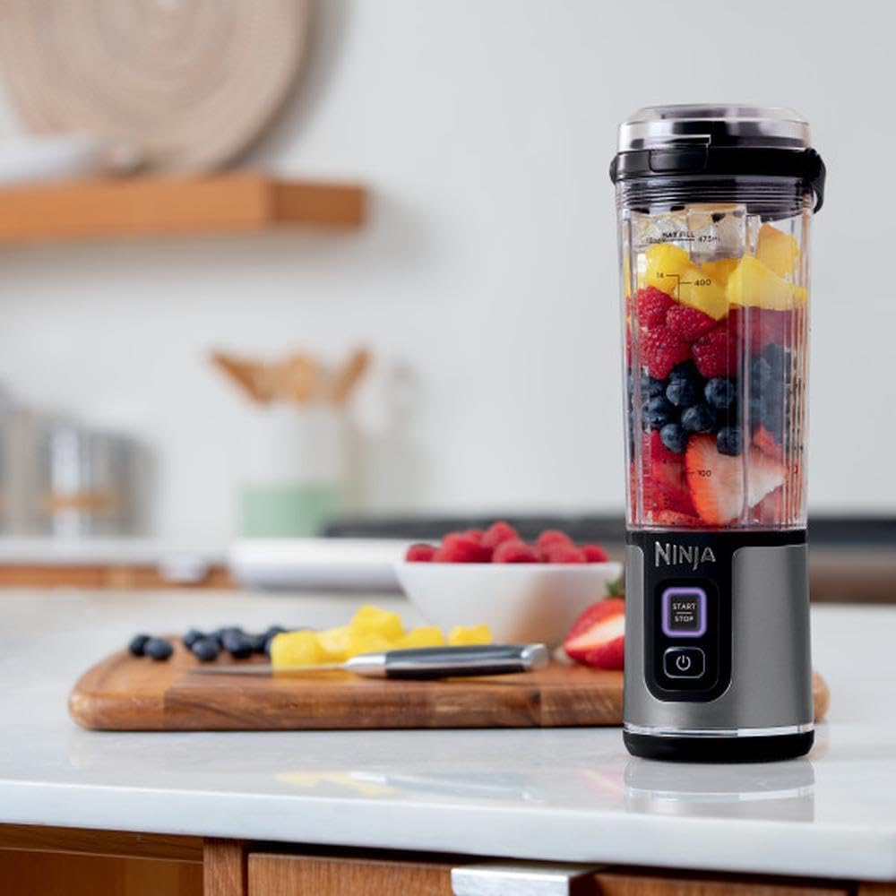 Ninja BC151BK Portable Blender - Cordless 18oz Personal Blender for Smoothies & Shakes | BPA Free, Leakproof, USB-C Rechargeable, Black