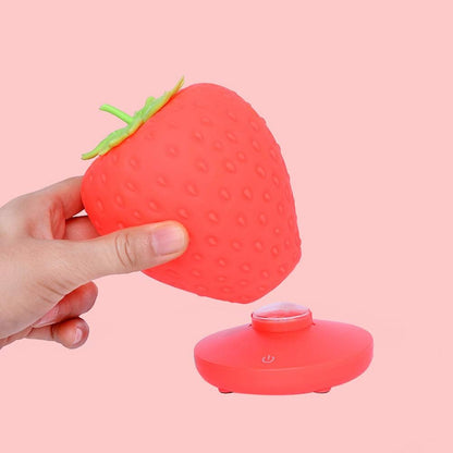 Cute Silicone Strawberry Night Light, LED Color Changing Lamp, 3 Modes Touch, Bedside for Birthday, Christmas
