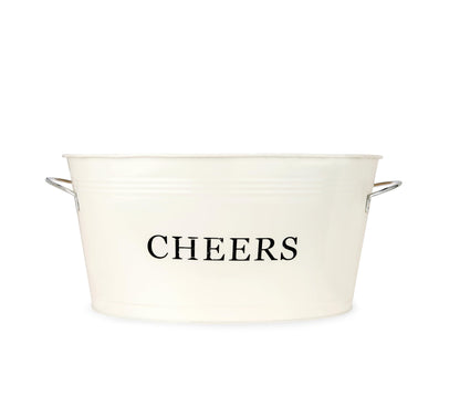 Twine Cheers Beverage Tub, Galvanized Tubs for Entertaining, Drink Buckets for Parties, Large Ice Tub and Gift Basket, Beer Buckets, Cream, 6.3 Gallons Set of 1