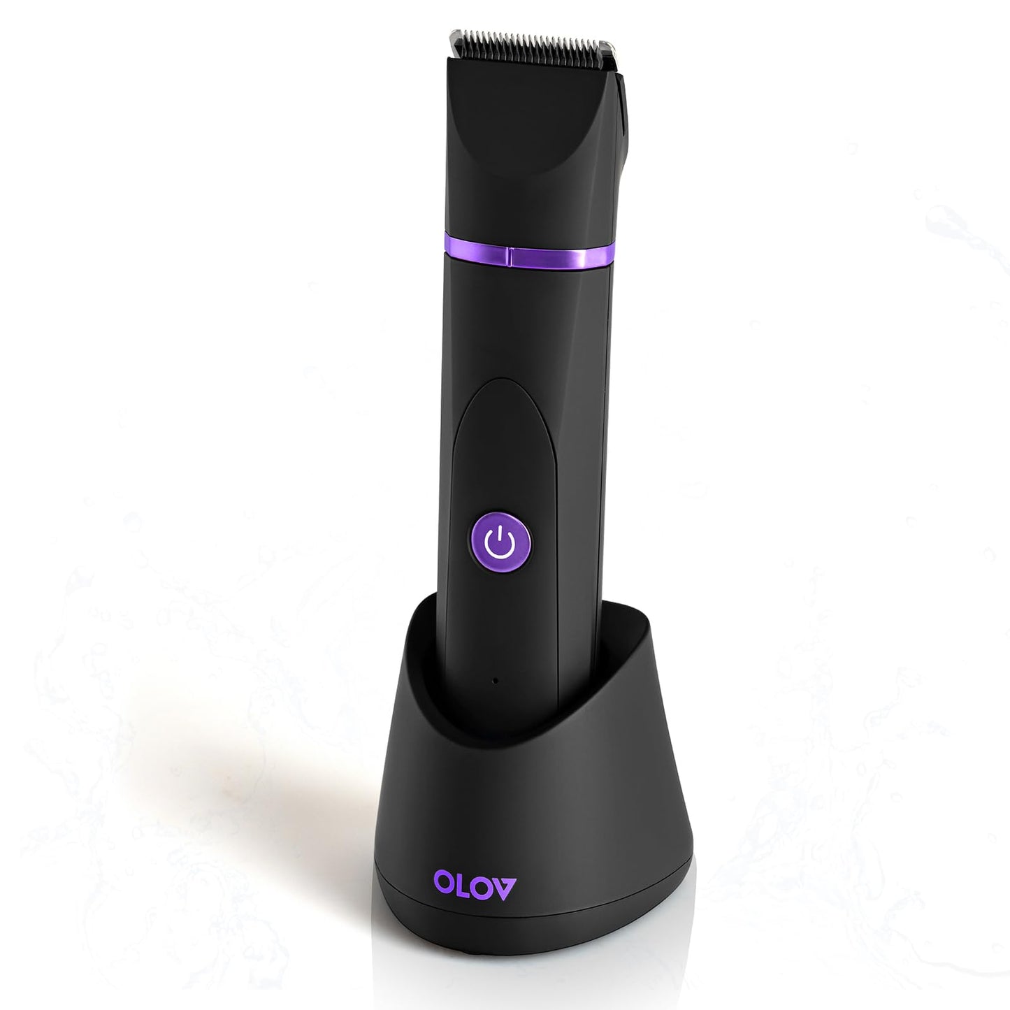 OLOV Electric Body Hair Trimmer - Groin Trimmer for Men - Bikini Trimmer Women - Wet/Dry Shaver Groomer, Replaceable Ceramic Blade Heads, USB Recharge Dock, Waterproof Hygiene Razor,Black