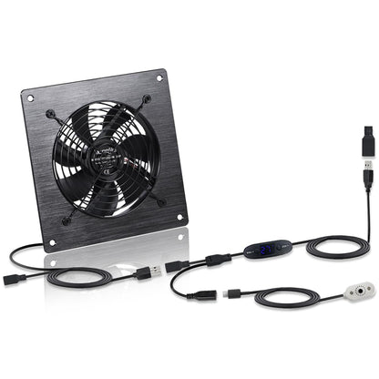 Xiaoqijia 120mm Temperature-Controlled USB/DC Silent Cooling Fan - 5V/12V Dual Voltage,6-Inch, 10-Speed Adjustable - for AV Cabinets, Server Racks, Greenhouses & RVs