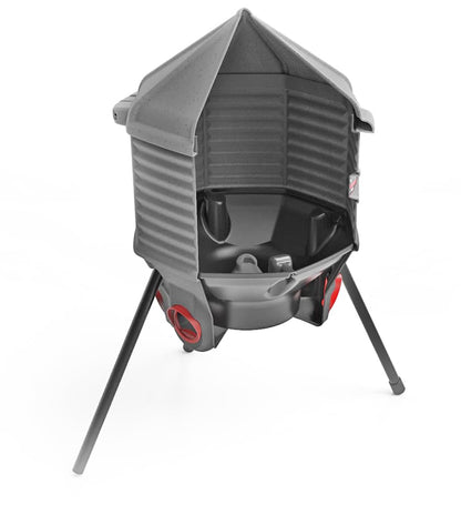 CoopWorx Poultry Feeder - 80 lb Capacity - Adjustable Height - UV Stable - Weather Resistant - 8 Feed Ports - Silo Shaped Design - Rust-Proof - Intended for Chickens/Ducks/Turkeys - Made in USA