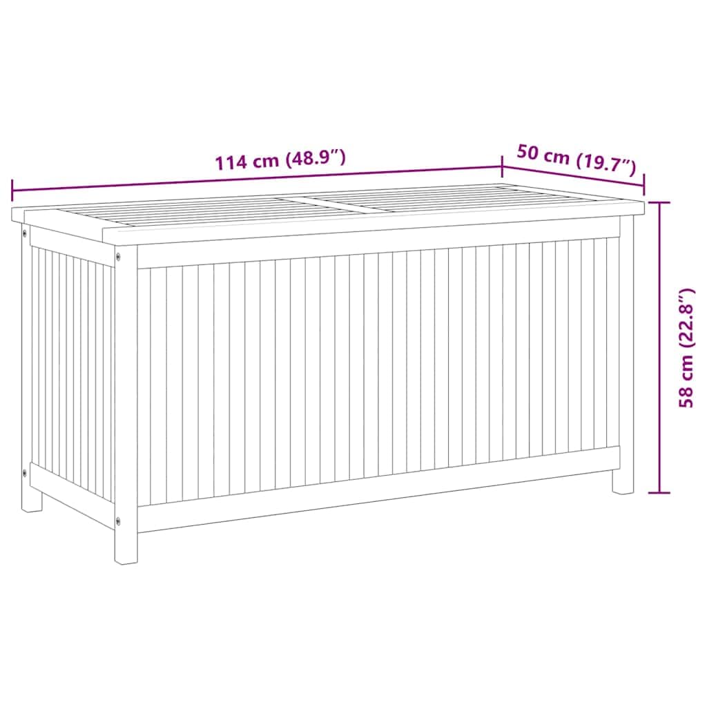 Kalmrek Patio Storage Box 44.9"x19.7"x22.8" Solid Teak Wood Outdoor Deck Garden Chest Bench with Lid Handle Organizer for Yard Porch Furniture