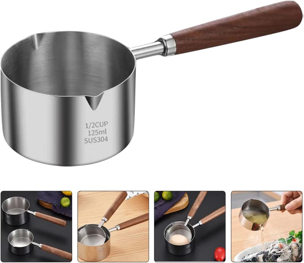 SHERCHPRY Small Pot with Oil Cooking Ladle, Reusable Saucepan for Stove Top Cooking