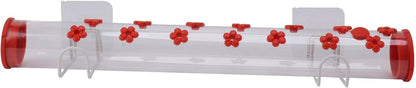Window Hummingbird Feeder, Clear Acrylic Tube Feeder with 14 Flower Feeding Ports and Strong Suction Cup
