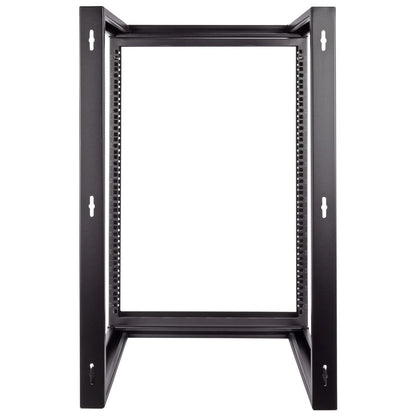 NavePoint 15U Open Frame Server Rack for 19" IT Network Equipment & A/V Devices, Free Standing or Wall Mount Rack with 180 Degrees Gate Swing, Black