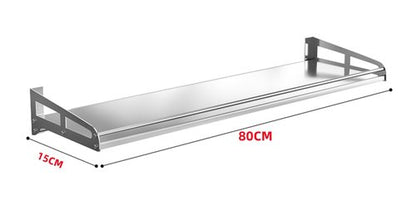 Floating Shelf 304 Stainless Steel Metal Heavy Duty Household Spice Rack Microwave Mounted Storage Rack for Kitchen Bedroom Bathroom (Length80CM*Wide15CM)