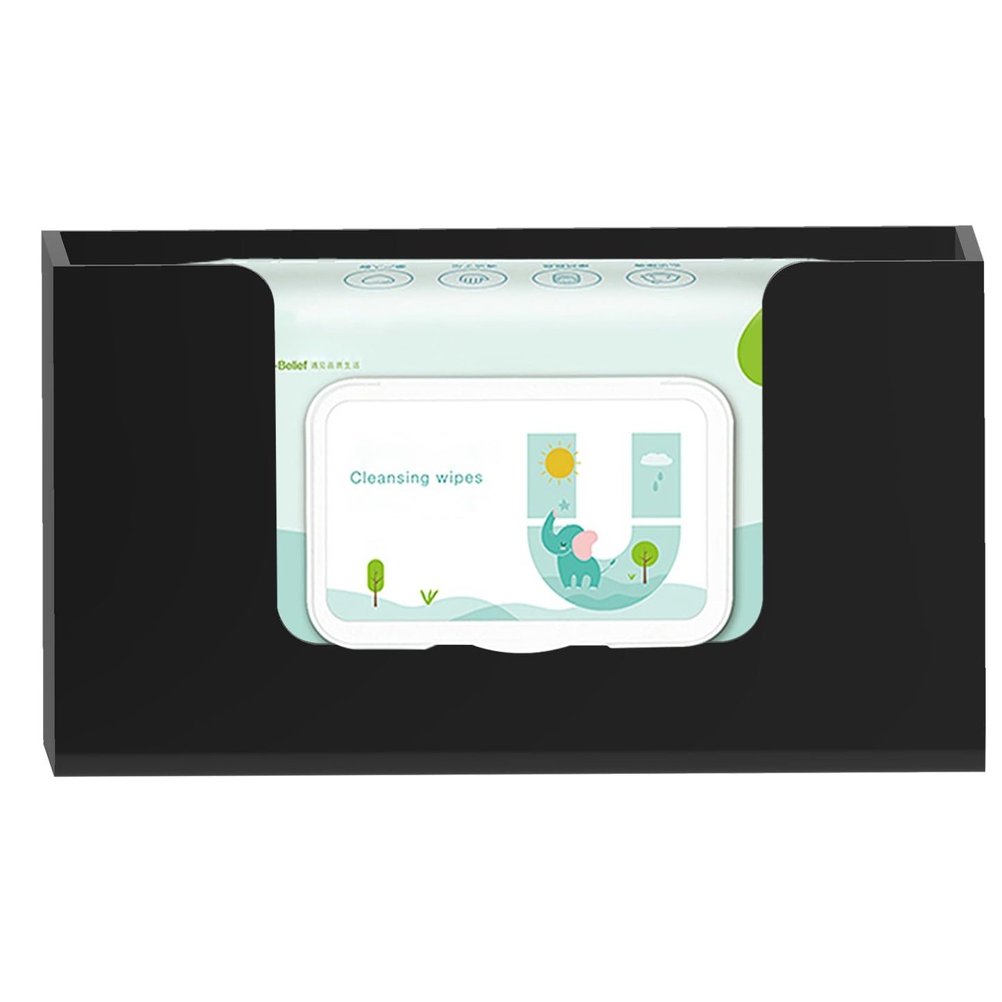 DELIPPLY Wet Wipe Holder Wall Mount, Flushable Wipe Dispenser Acrylic for Bathroom Bedroom Kitchen, Black