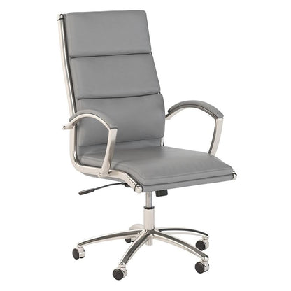Bush Business Furniture STC043LG Studio C High Back Leather Executive Office Chair, Light Gray